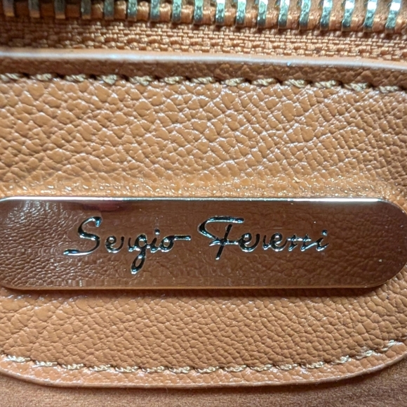 Sergio Ferreti Bag Womens Y2K Elevated Basic Tan Leather Gold Zipper Crossbody - Picture 12 of 15